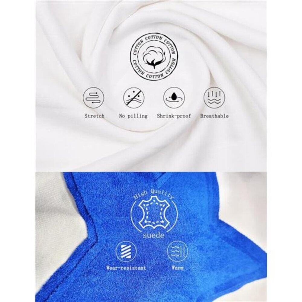 Oversized Cotton Pullover – Lightweight Long Sleeve Crewneck Shirt White & Blue - Picture 3 of 6